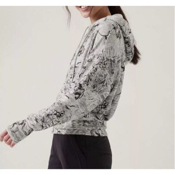 ATHLETA Balance Eden Floral Zipped Jacket Hoodie Sweatshirt S Gray - Picture 2 of 15
